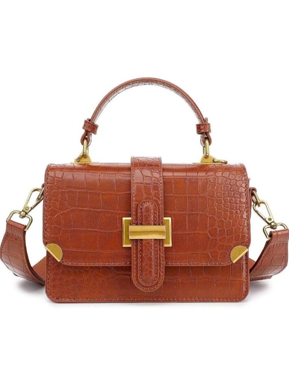 Women's A-brown Leather Satchel Small Classy Crossbody Bag Purse Fashion Handbag